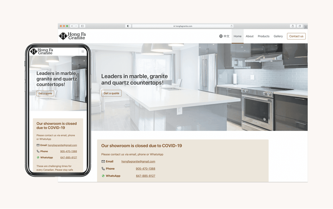 screenshot of hong fa granite.com